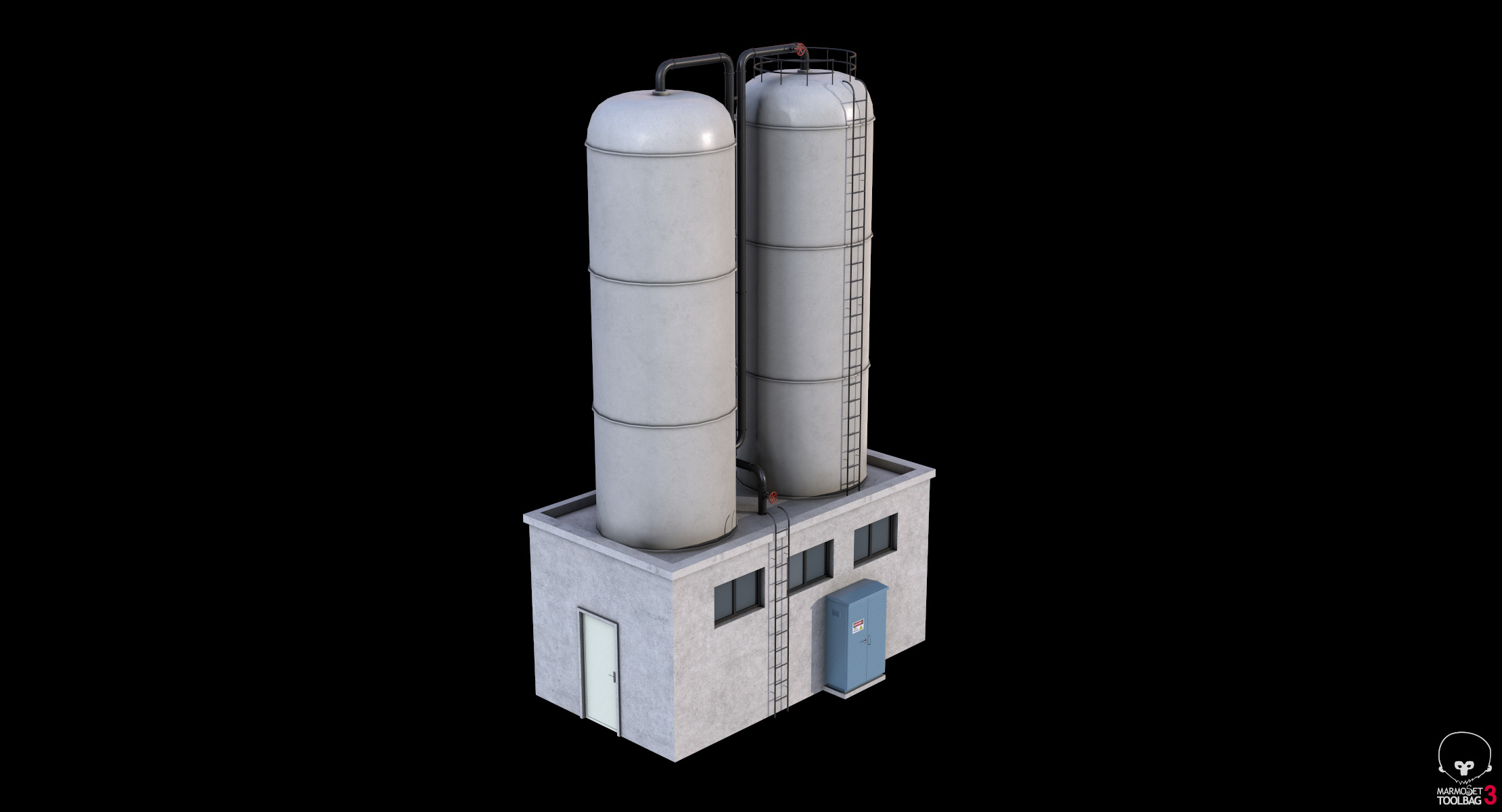Industrial Silo Building Low-poly 3D model_12