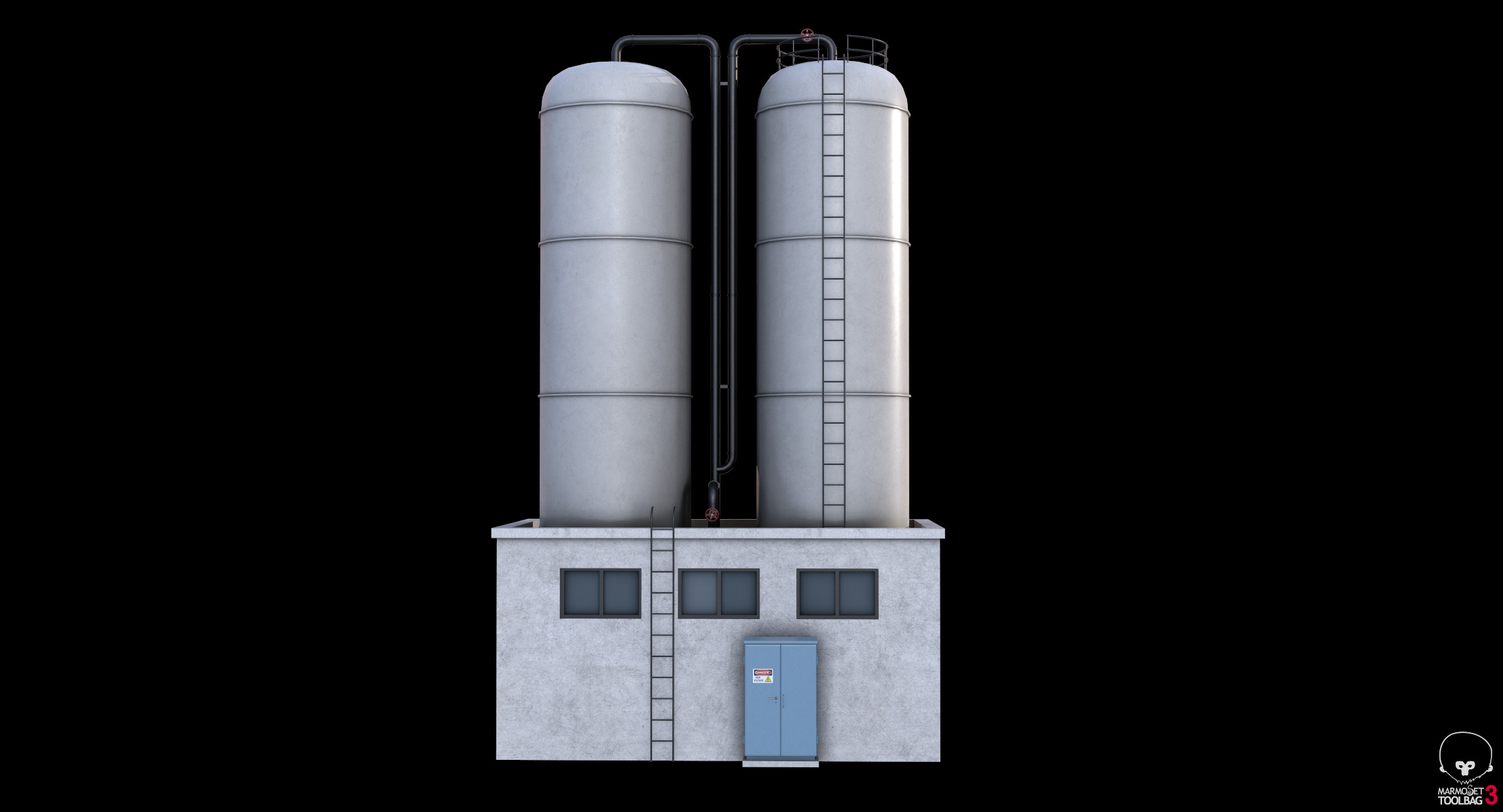 Industrial Silo Building Low-poly 3D model_10