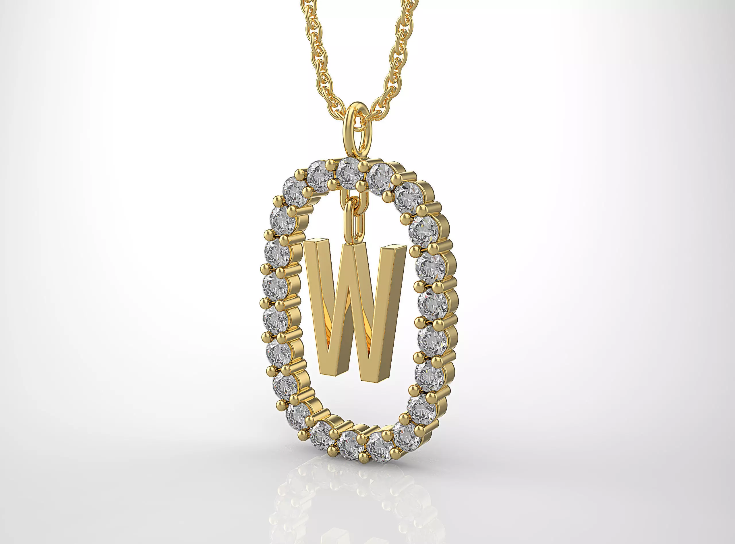 Pendant Letter W 3D print model_0