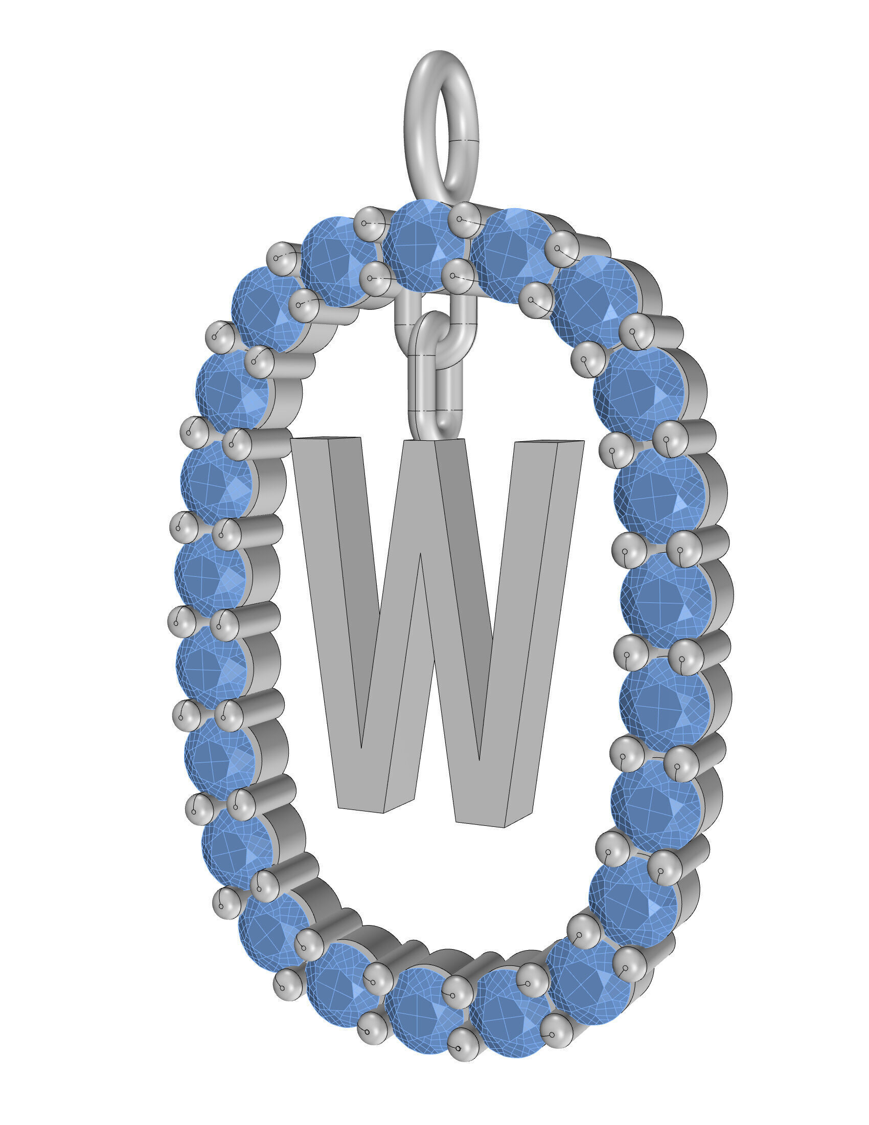 Pendant Letter W 3D print model_9