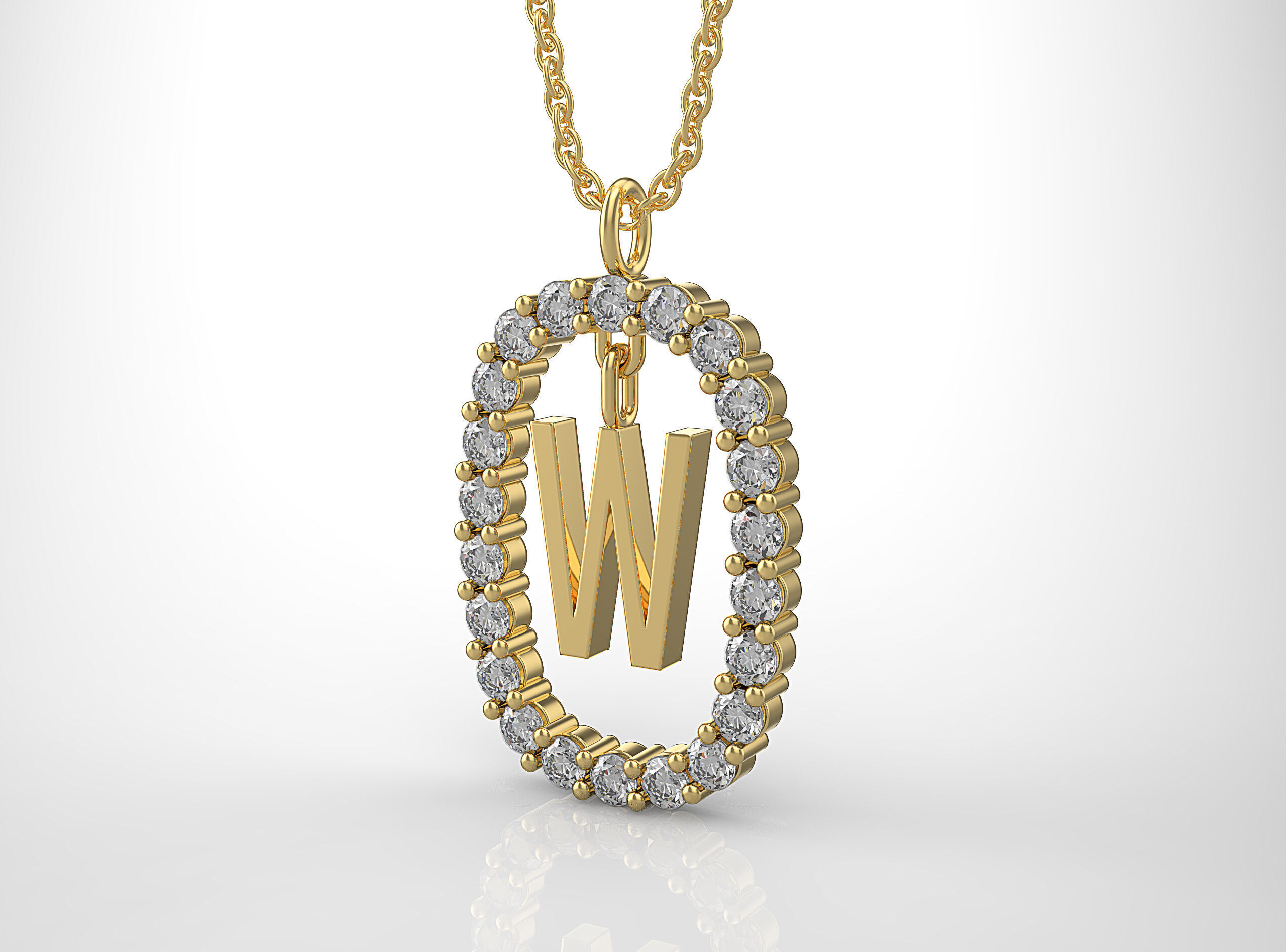 Pendant Letter W 3D print model_12