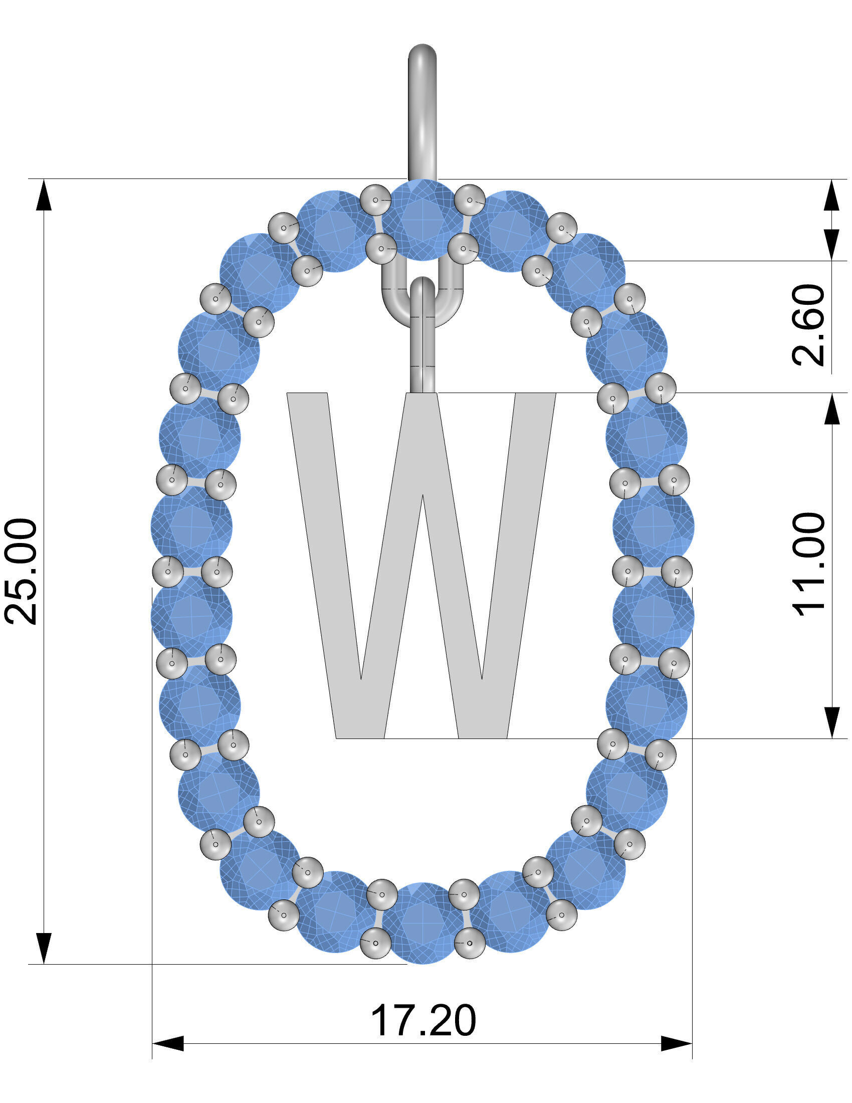 Pendant Letter W 3D print model_13