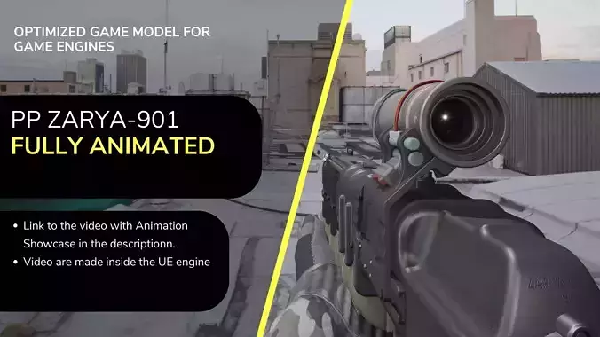 SMG ZARYA 901 FPS Animation Low-poly 3D model