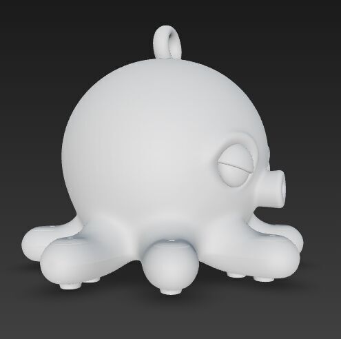 Cute Octopus Keychain 3D Printable Minimal Sea Creature 3D print model_3