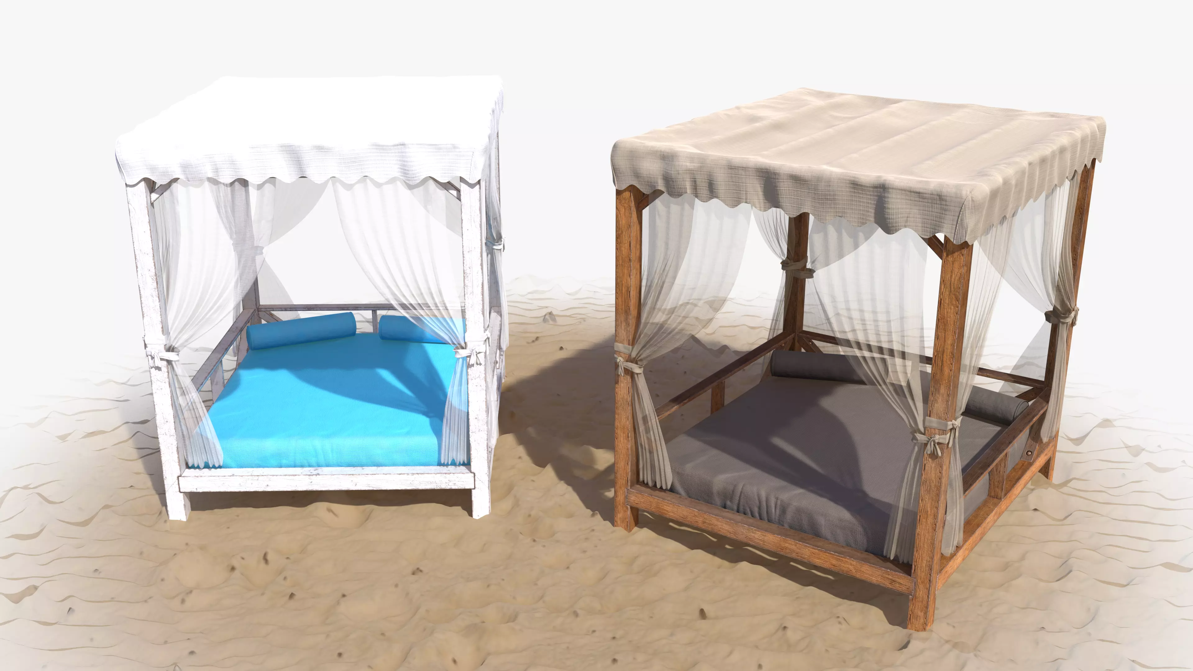 Sun Lounger With Umbrella 3D model