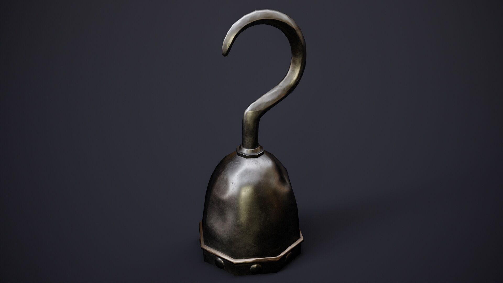 Pirate Props Pack Telescope Compass Map Pipe Hook Game Ready Low-poly 3D model_5