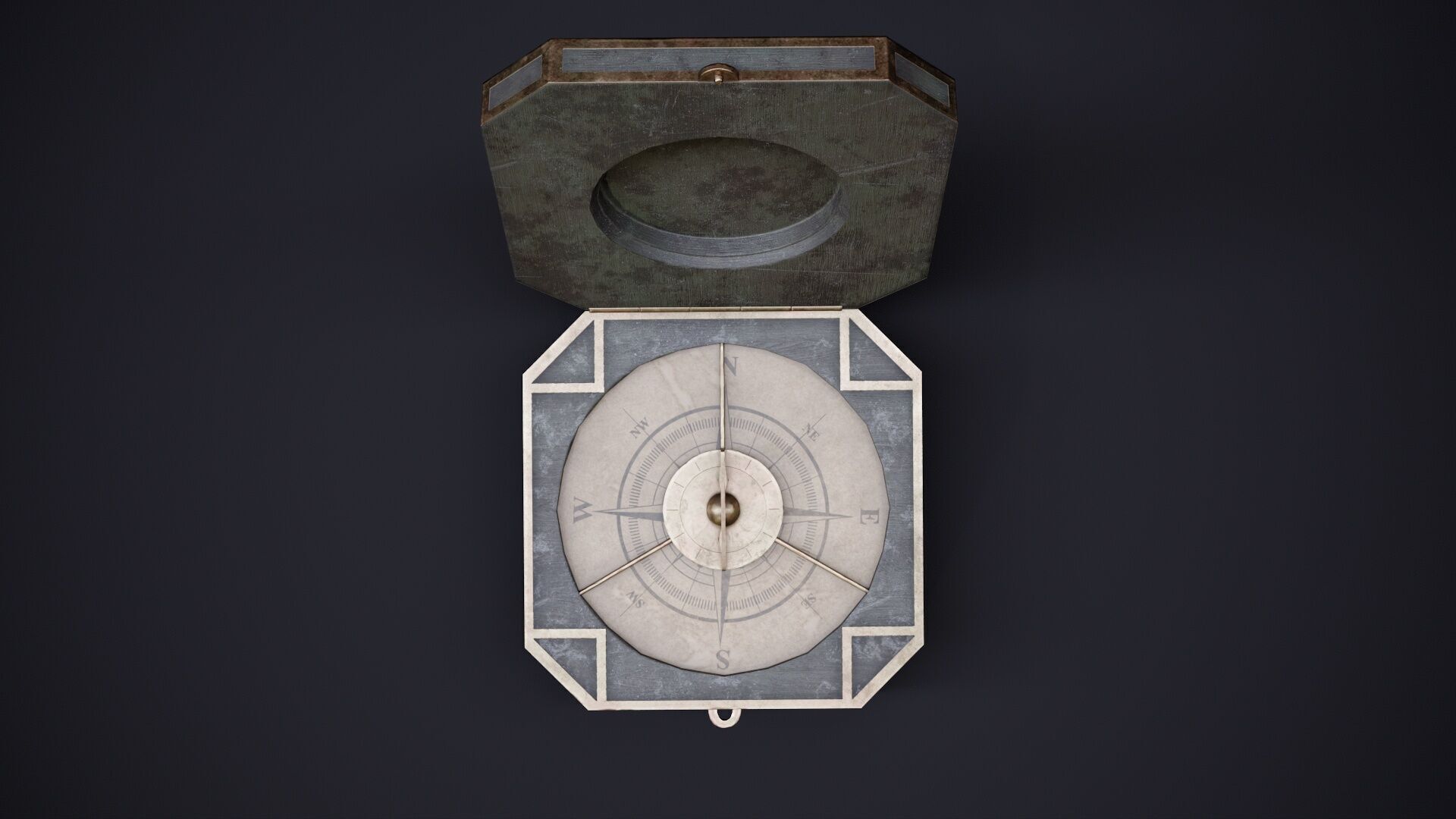 Pirate Props Pack Telescope Compass Map Pipe Hook Game Ready Low-poly 3D model_4