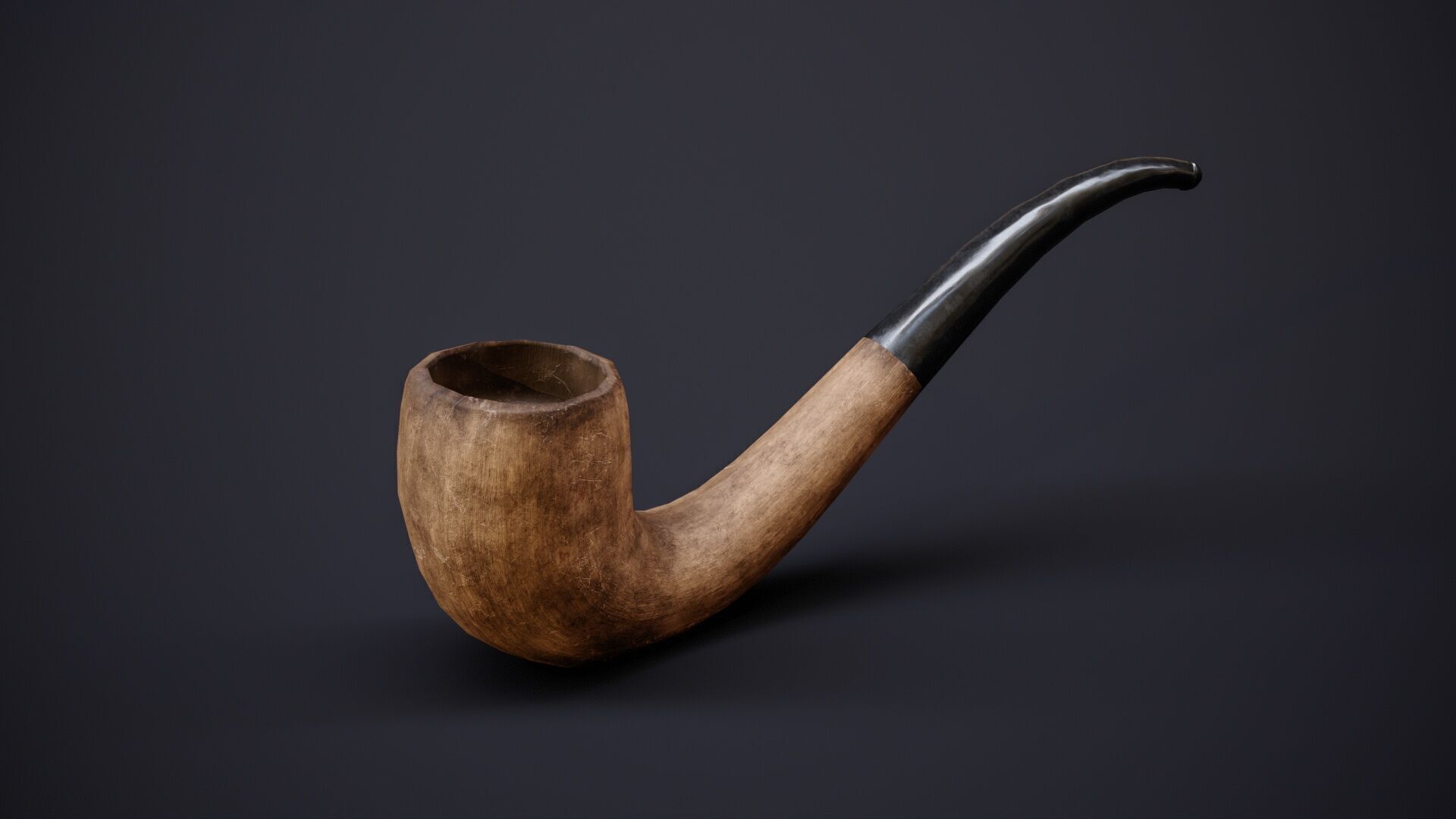 Pirate Props Pack Telescope Compass Map Pipe Hook Game Ready Low-poly 3D model_7