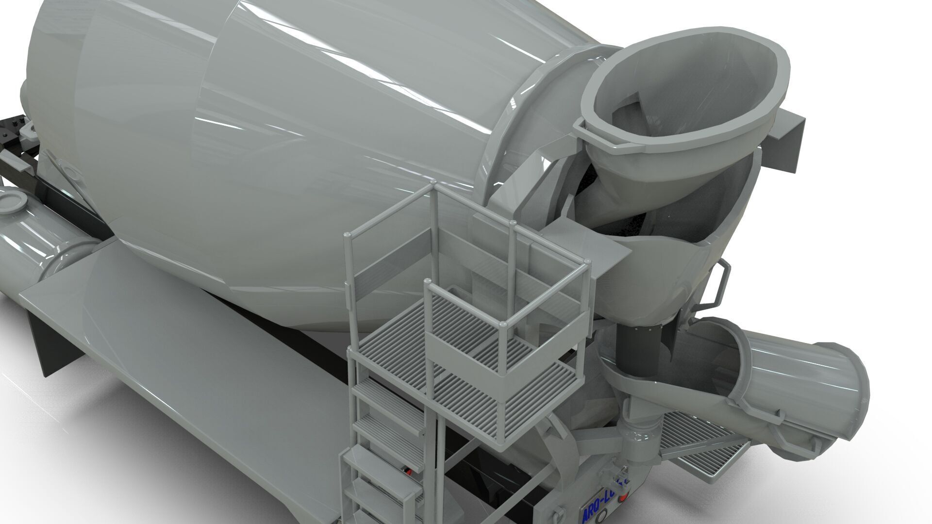 Beck Concrete Mixer Equipment 3D Model  BLENDER Low-poly 3D model_8