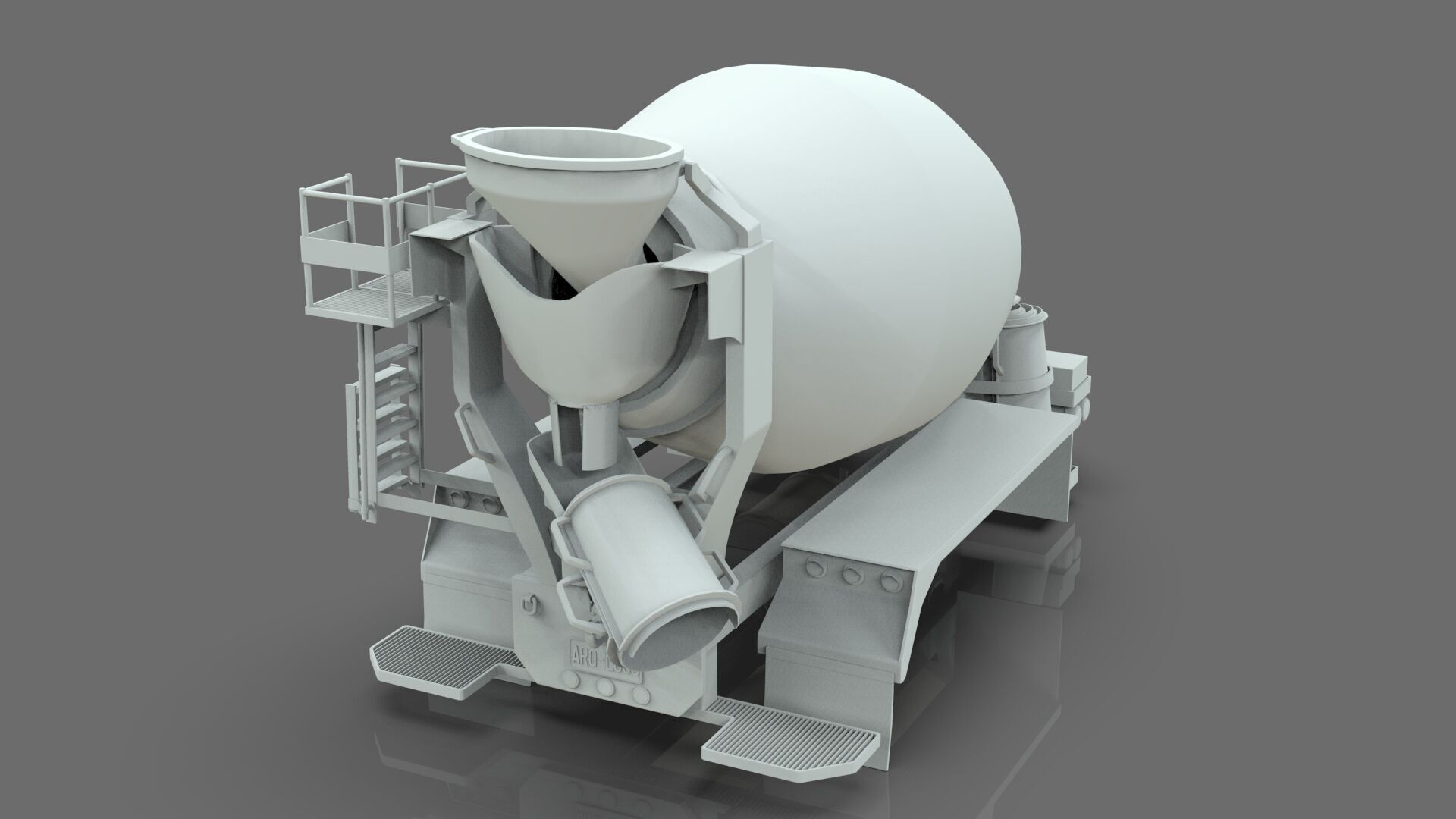 Beck Concrete Mixer Equipment 3D Model  BLENDER Low-poly 3D model_13