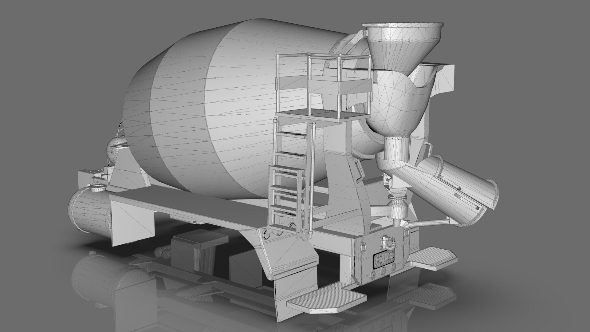 Beck Concrete Mixer Equipment 3D Model  BLENDER Low-poly 3D model_27