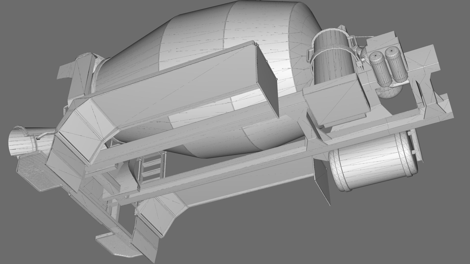 Beck Concrete Mixer Equipment 3D Model  BLENDER Low-poly 3D model_24