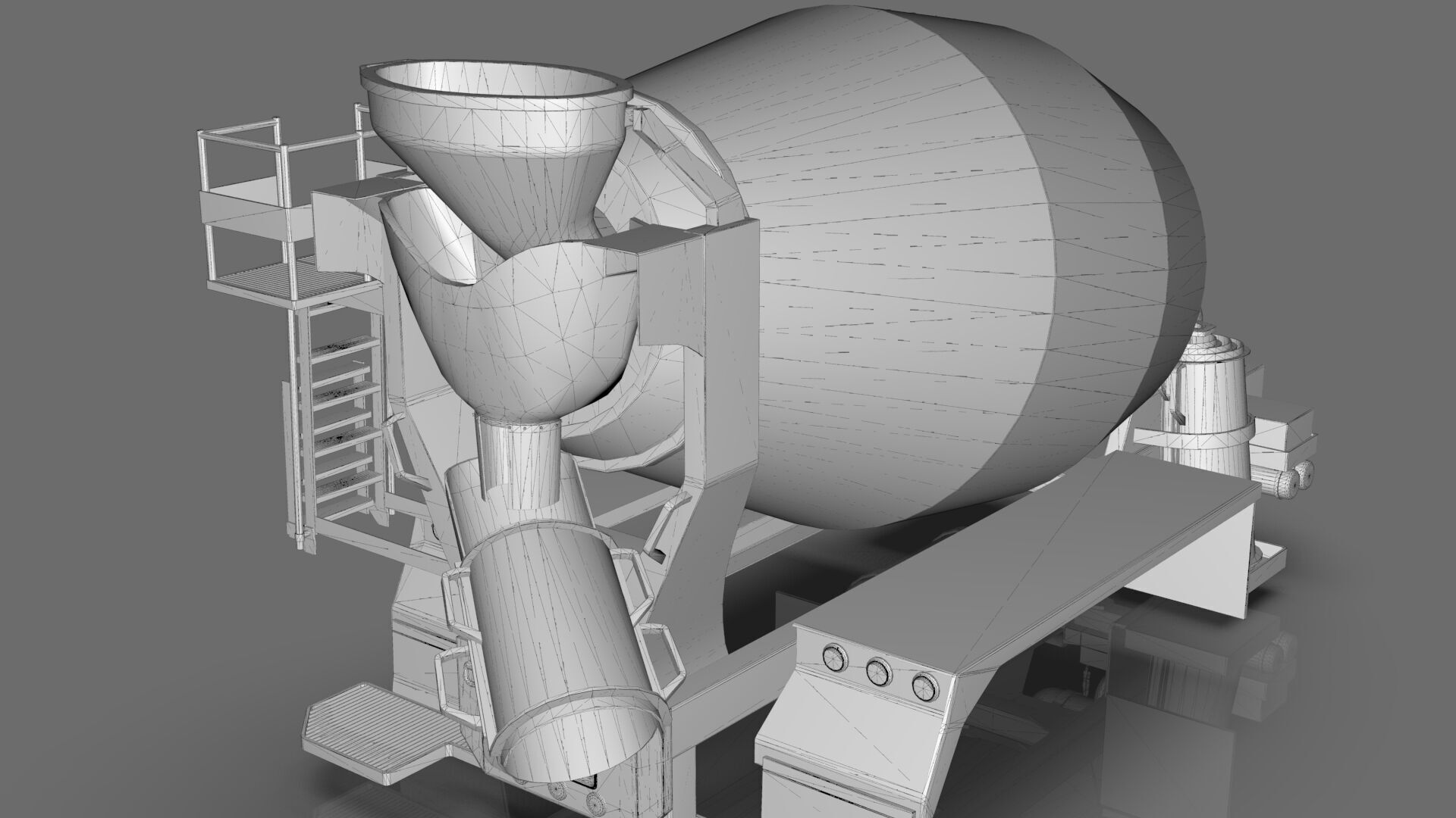 Beck Concrete Mixer Equipment 3D Model  BLENDER Low-poly 3D model_22