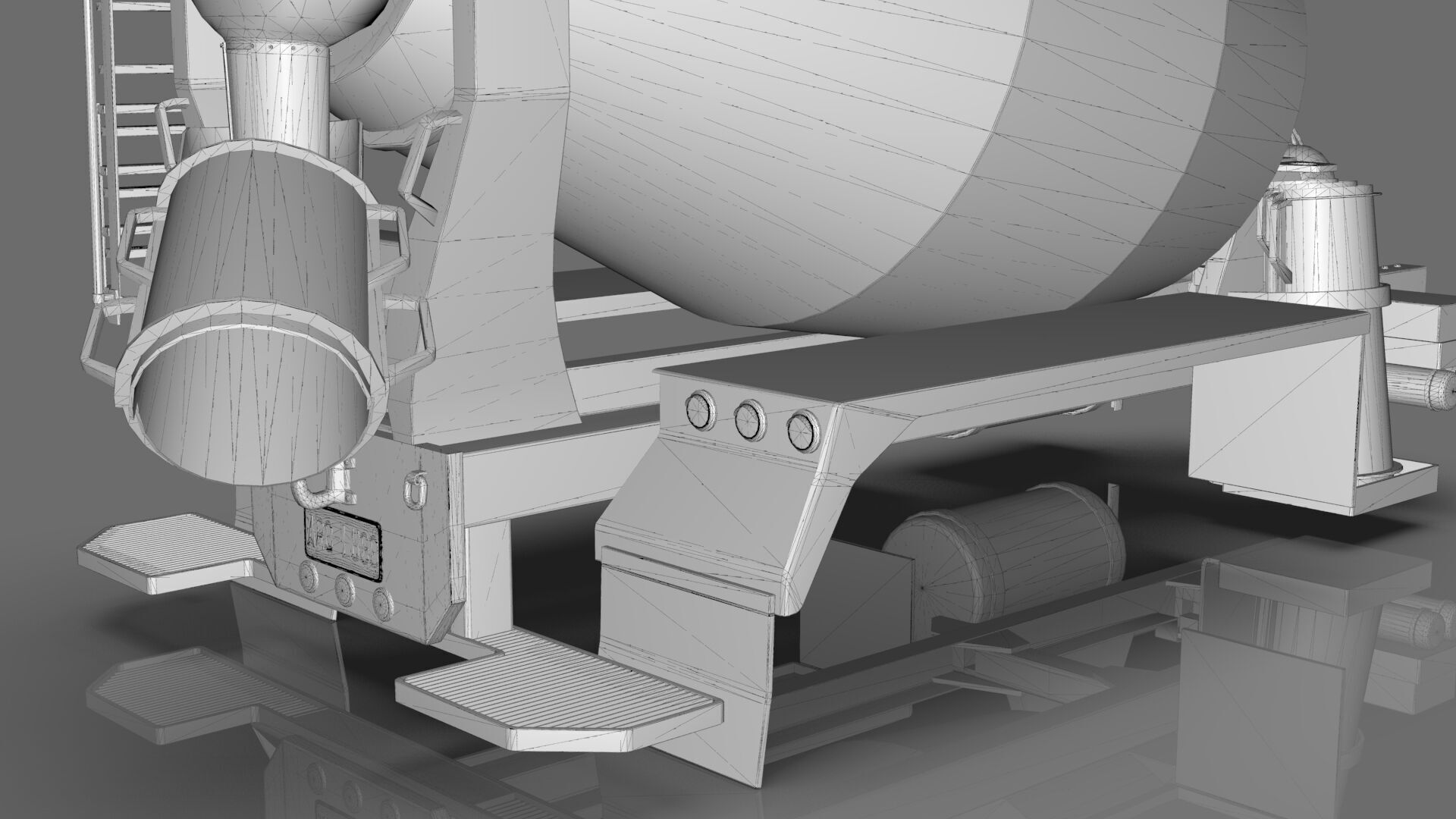 Beck Concrete Mixer Equipment 3D Model  BLENDER Low-poly 3D model_23