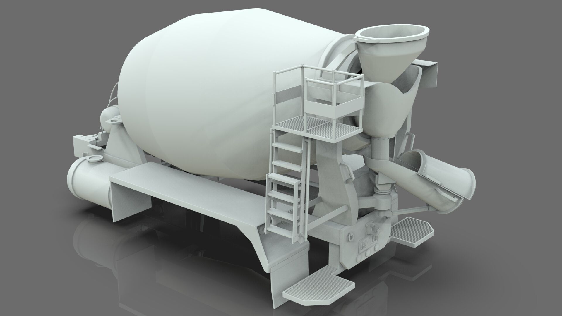 Beck Concrete Mixer Equipment 3D Model  BLENDER Low-poly 3D model_12