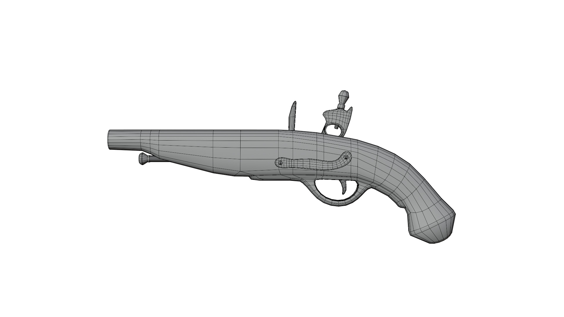 Pirate Gun Low-poly 3D model_7