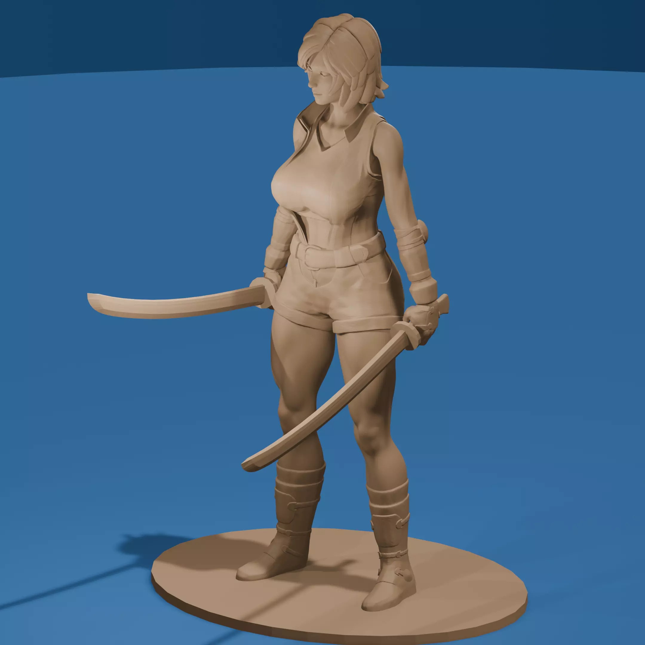 Chinese Modern Sword Fighter Woman 3D print model_0