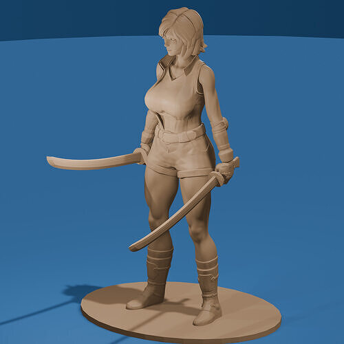Chinese Modern Sword Fighter Woman 3D print model