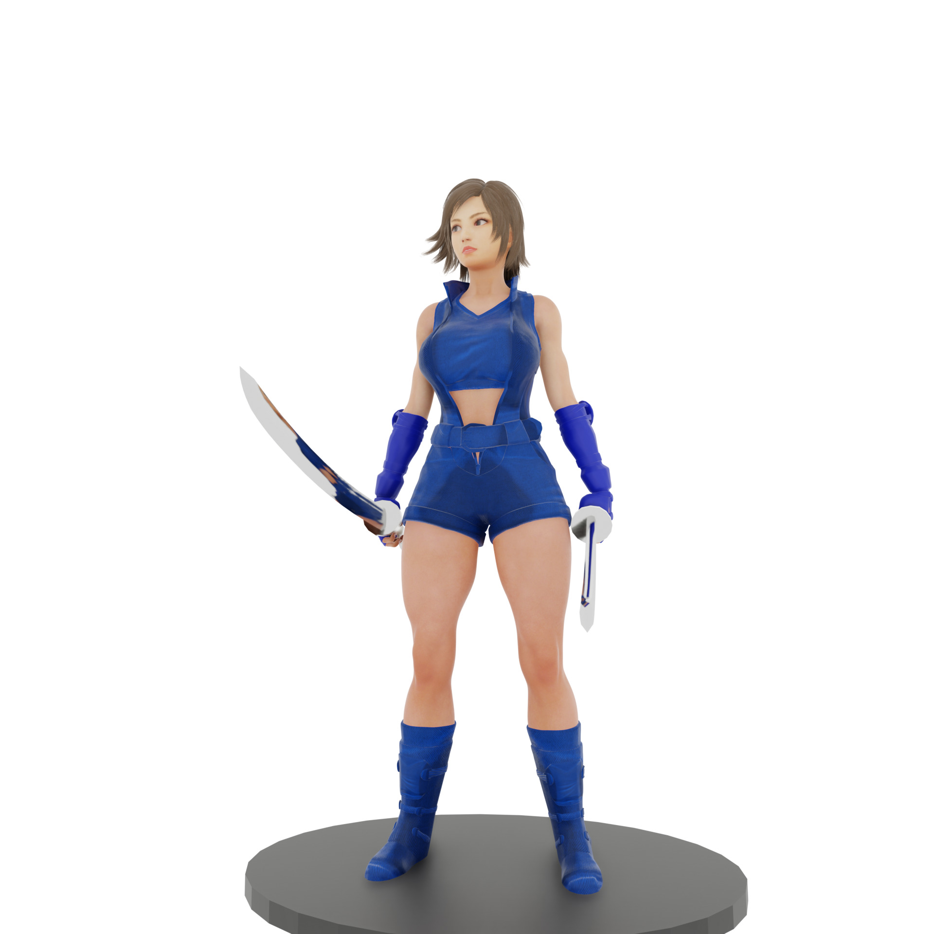 Chinese Modern Sword Fighter Woman 3D print model_1