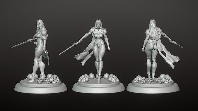 3D female warrior minature-Presupported  3D print model
