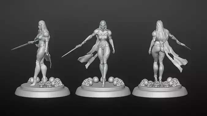 3D female warrior minature-Presupported 