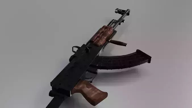 M70 AK-47 3D Model GR Blender With PBR Textures And Attachments 3D model
