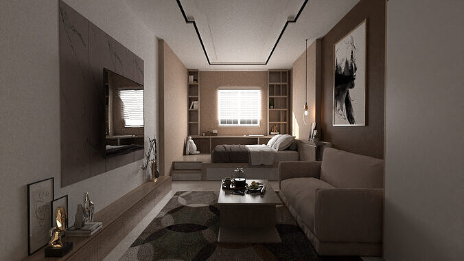 Modern Studio Living Space  Concept Scene 3D model