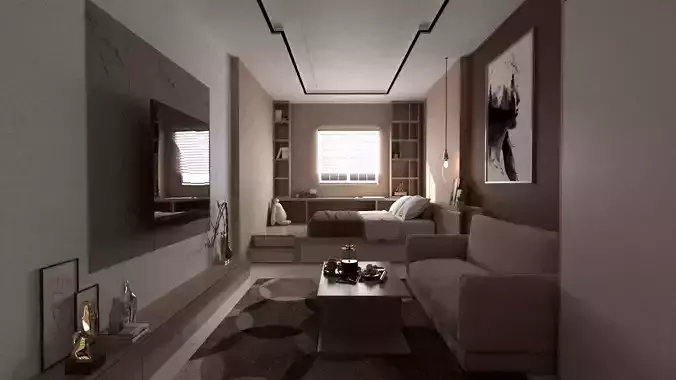 Modern Studio Living Space  Concept Scene