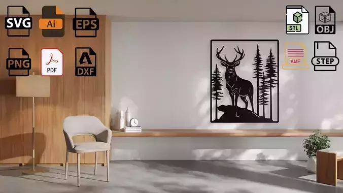 Majestic Deer in Forest Wall Art