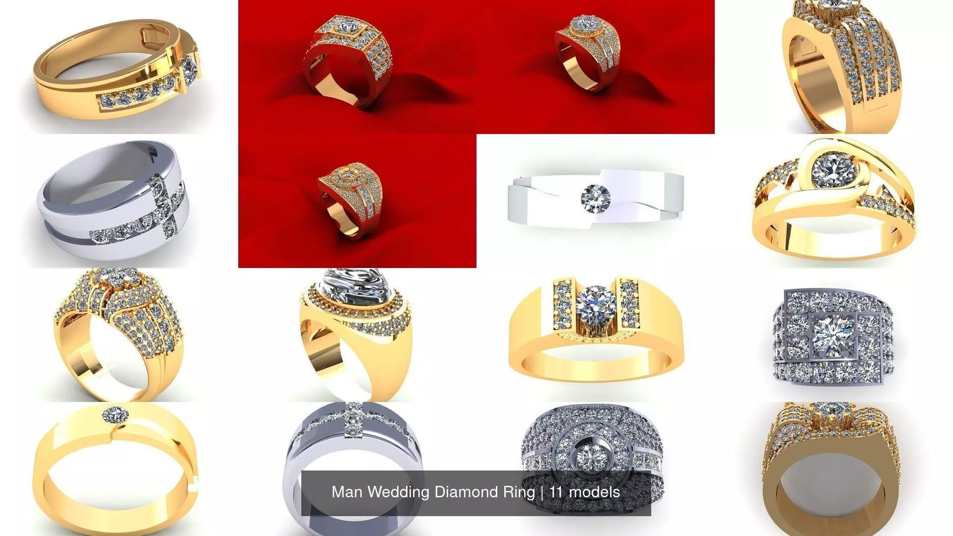 Man Wedding Diamond Ring 3D Model Collection_0