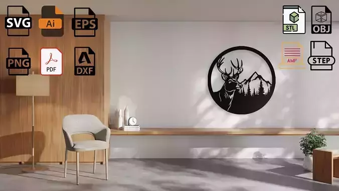 Deer in the Mountains Wall Art