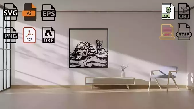 Pharaoh and Camel Egyptian Desert Scene Wall Art