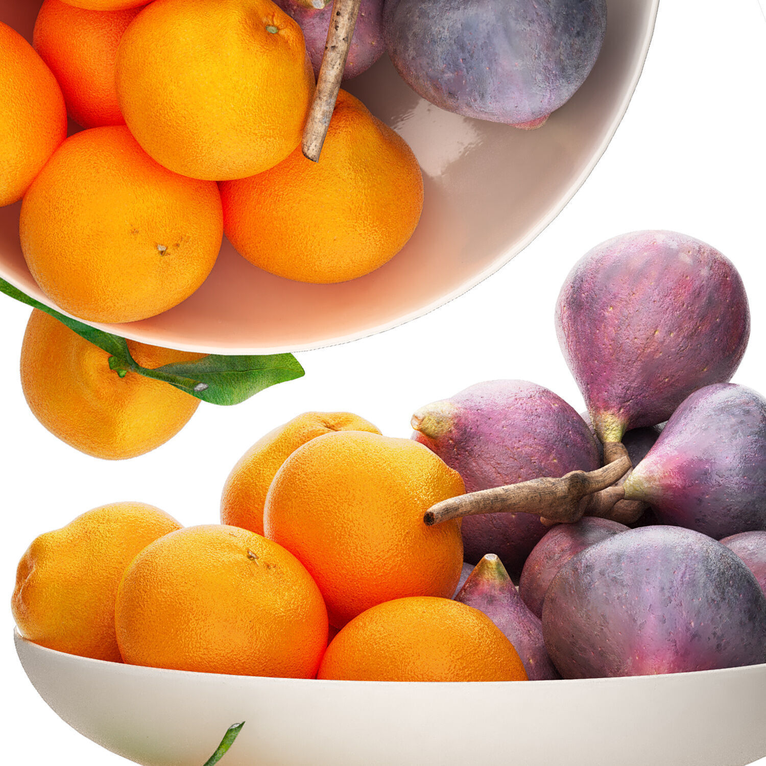 bowl of mandarin and figs 3D model_3