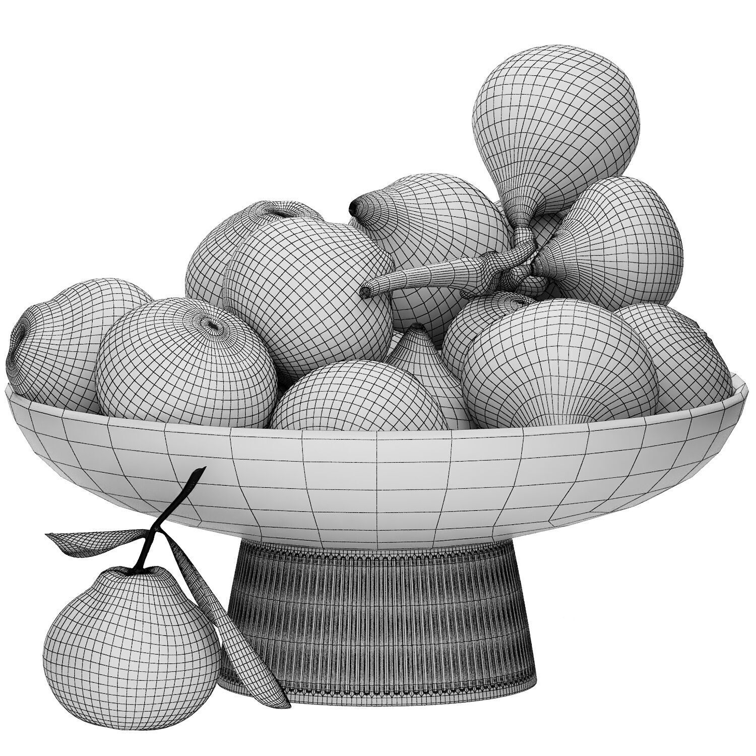 bowl of mandarin and figs 3D model_4