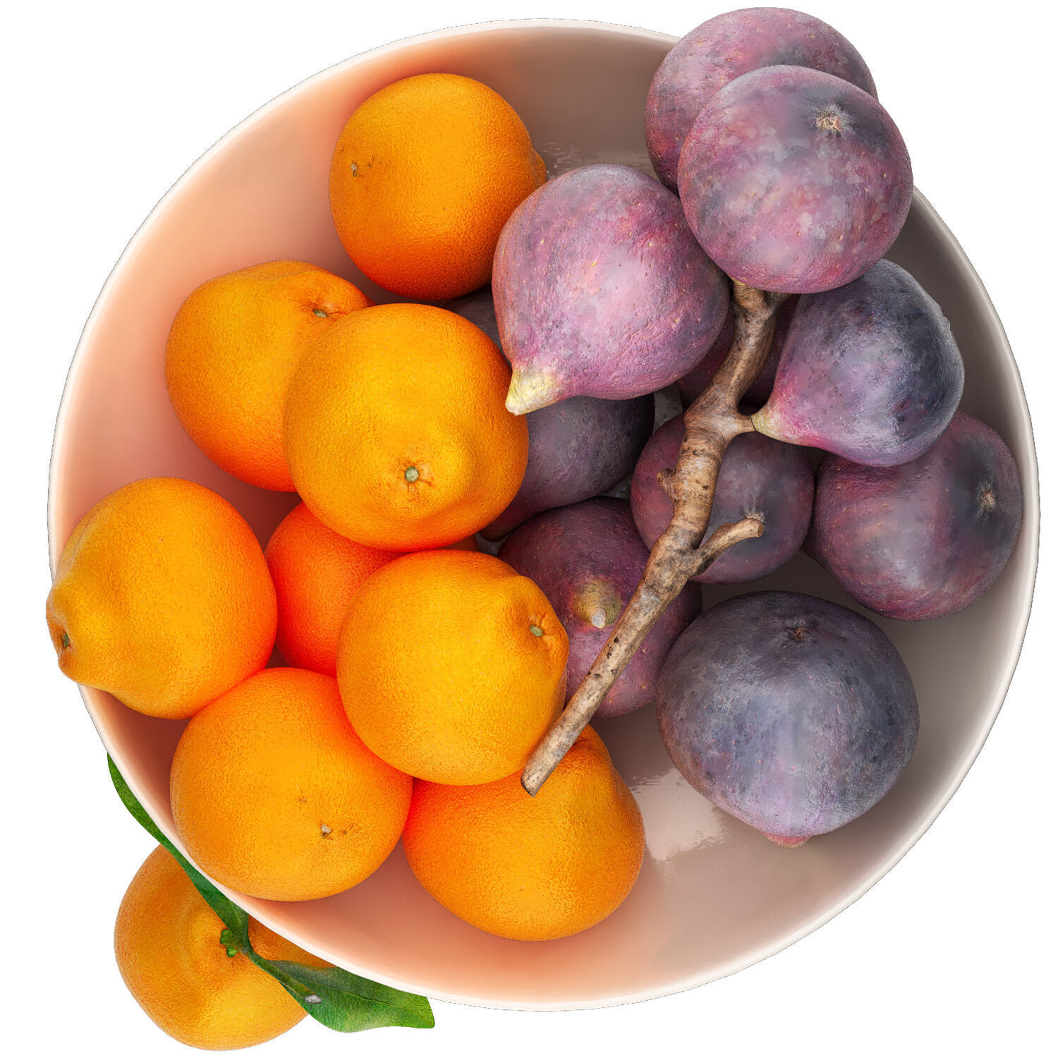 bowl of mandarin and figs 3D model_2