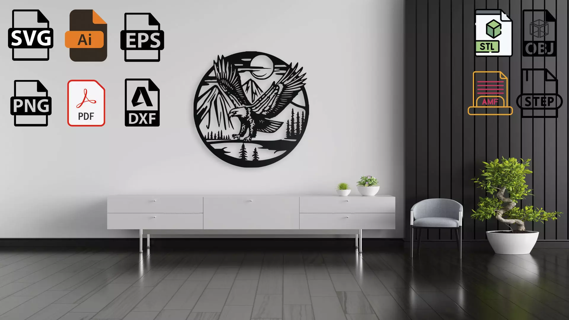 Eagle Mountain Landscape Wall Art 3D print model