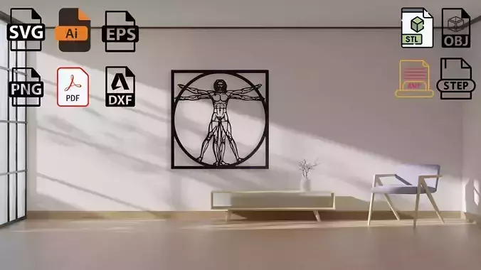 Vitruvian Man Wall Art 3D print model