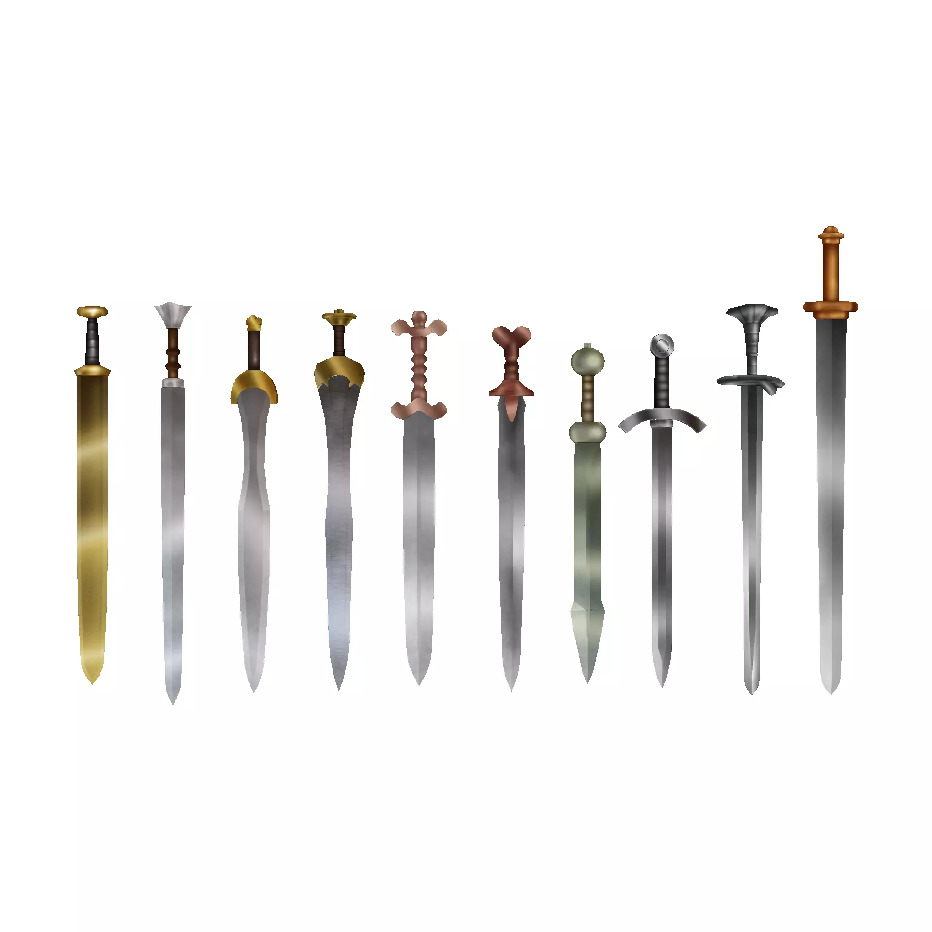 Hand Painted Swords Pack 4 Low-poly 3D model_0