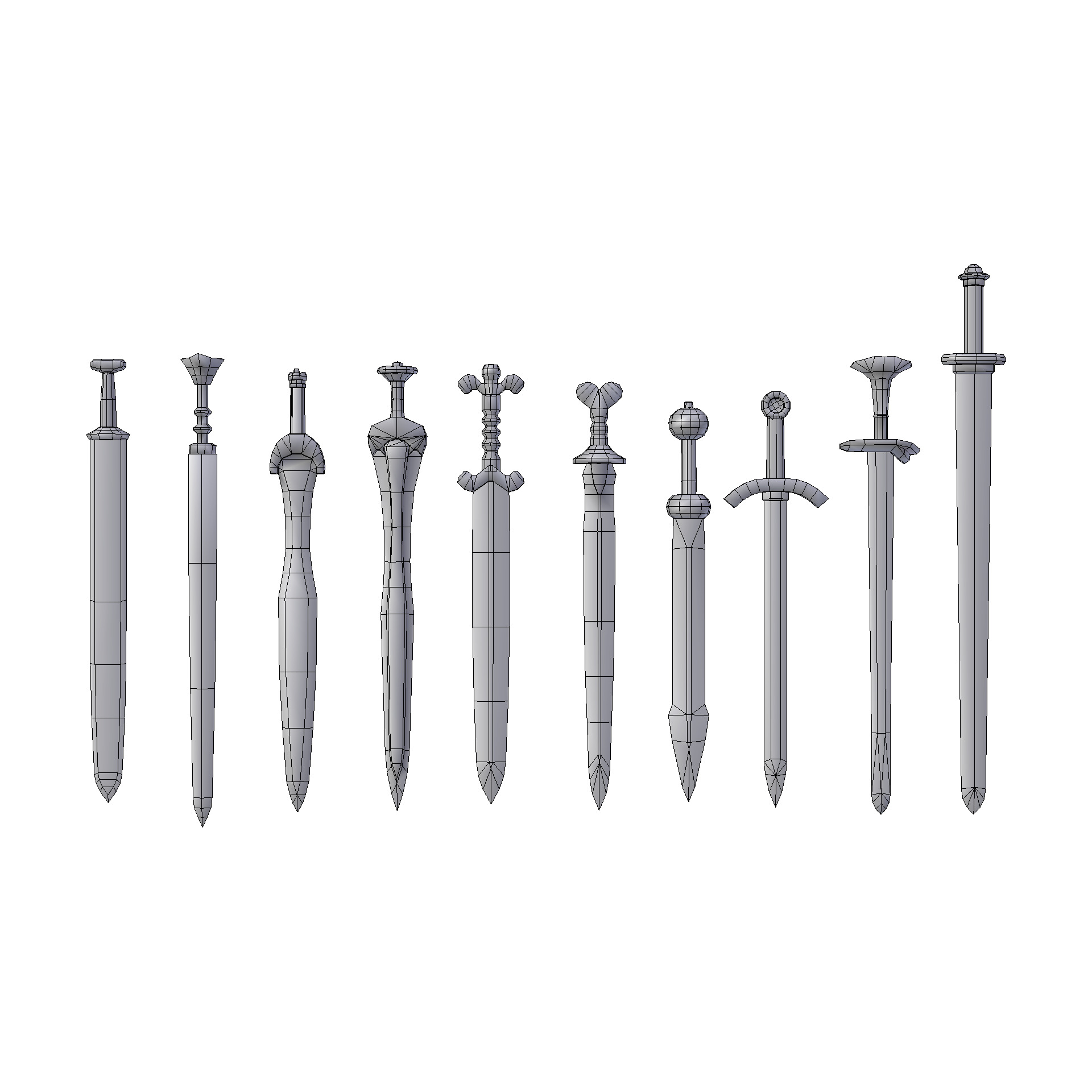 Hand Painted Swords Pack 4 Low-poly 3D model_11