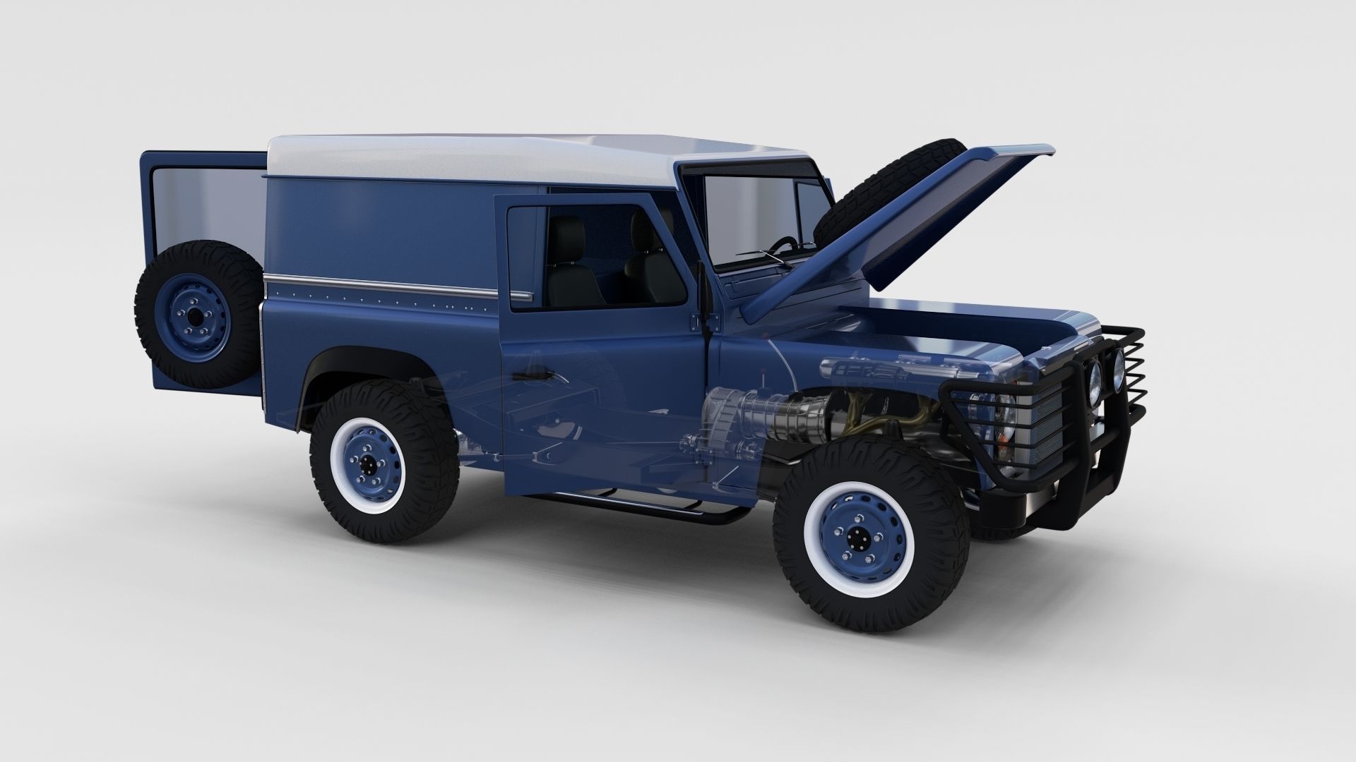 Full Land Rover Defender 90 Hard Top seethrough rev 3D model_3