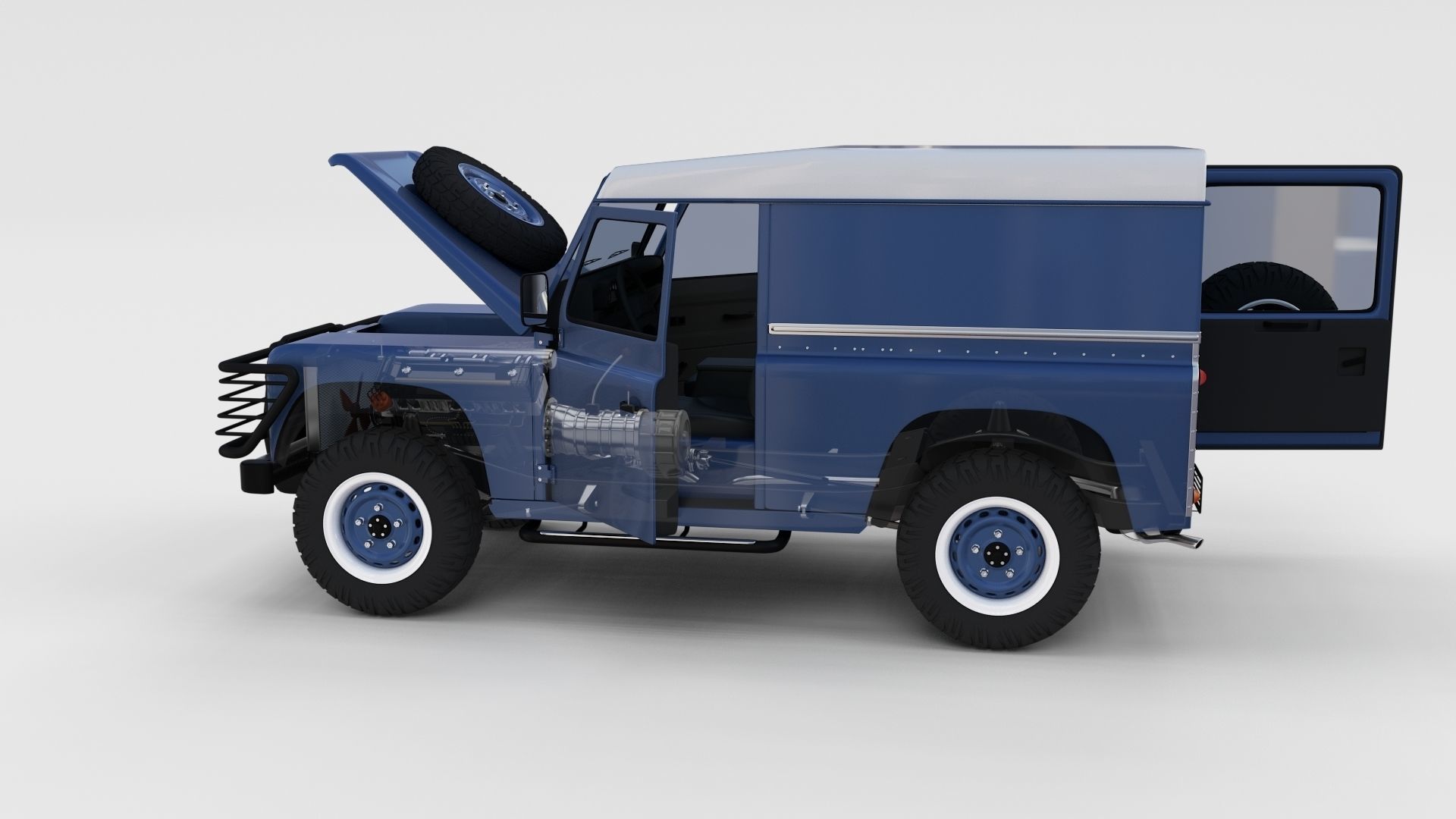 Full Land Rover Defender 90 Hard Top seethrough rev 3D model_4