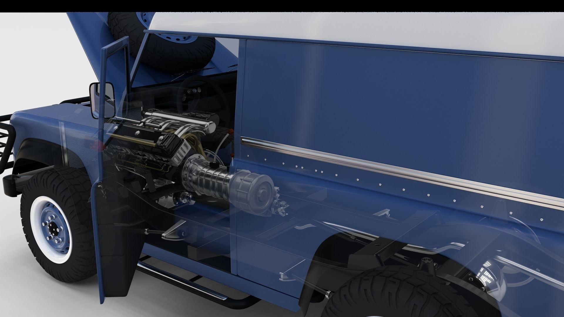 Full Land Rover Defender 90 Hard Top seethrough rev 3D model_35