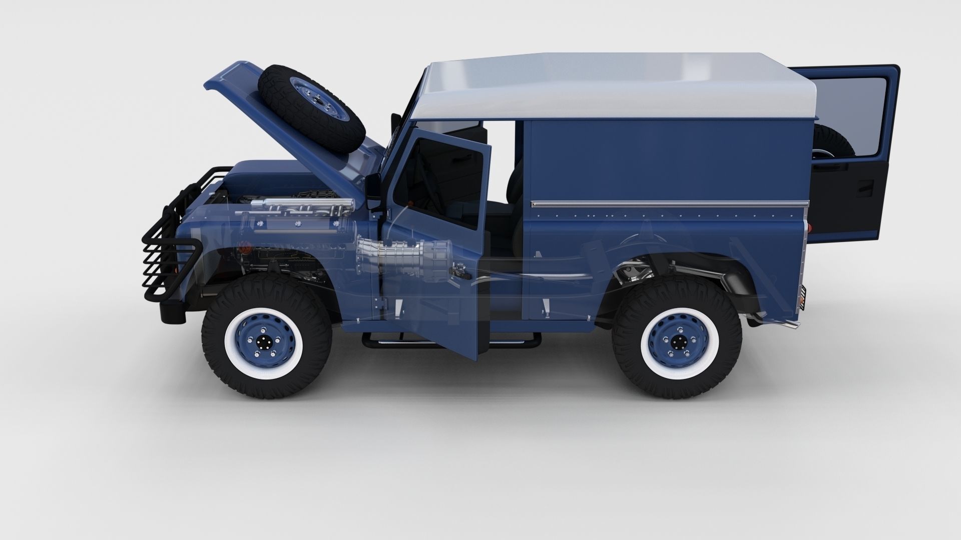 Full Land Rover Defender 90 Hard Top seethrough rev 3D model_36