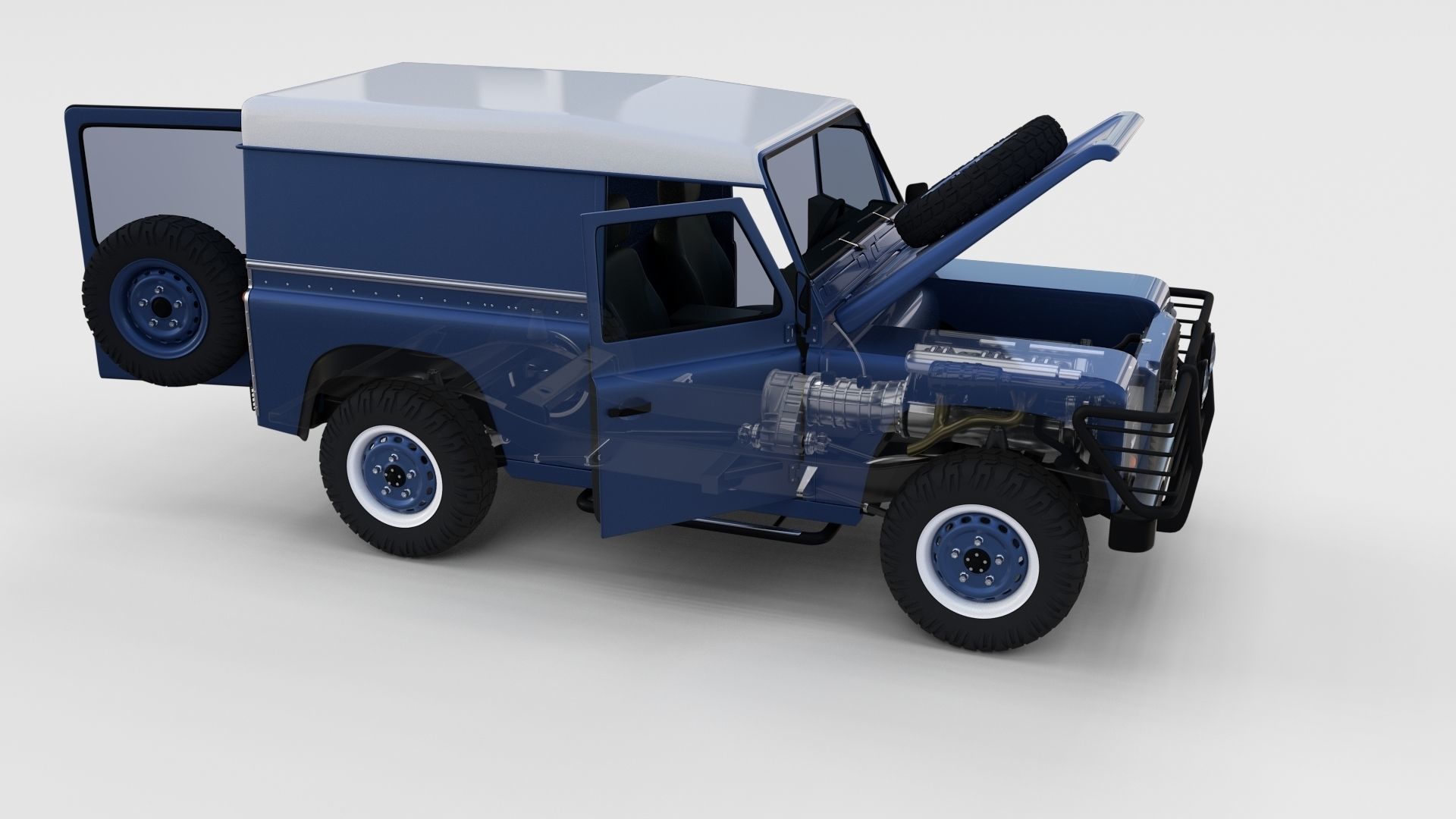 Full Land Rover Defender 90 Hard Top seethrough rev 3D model_19