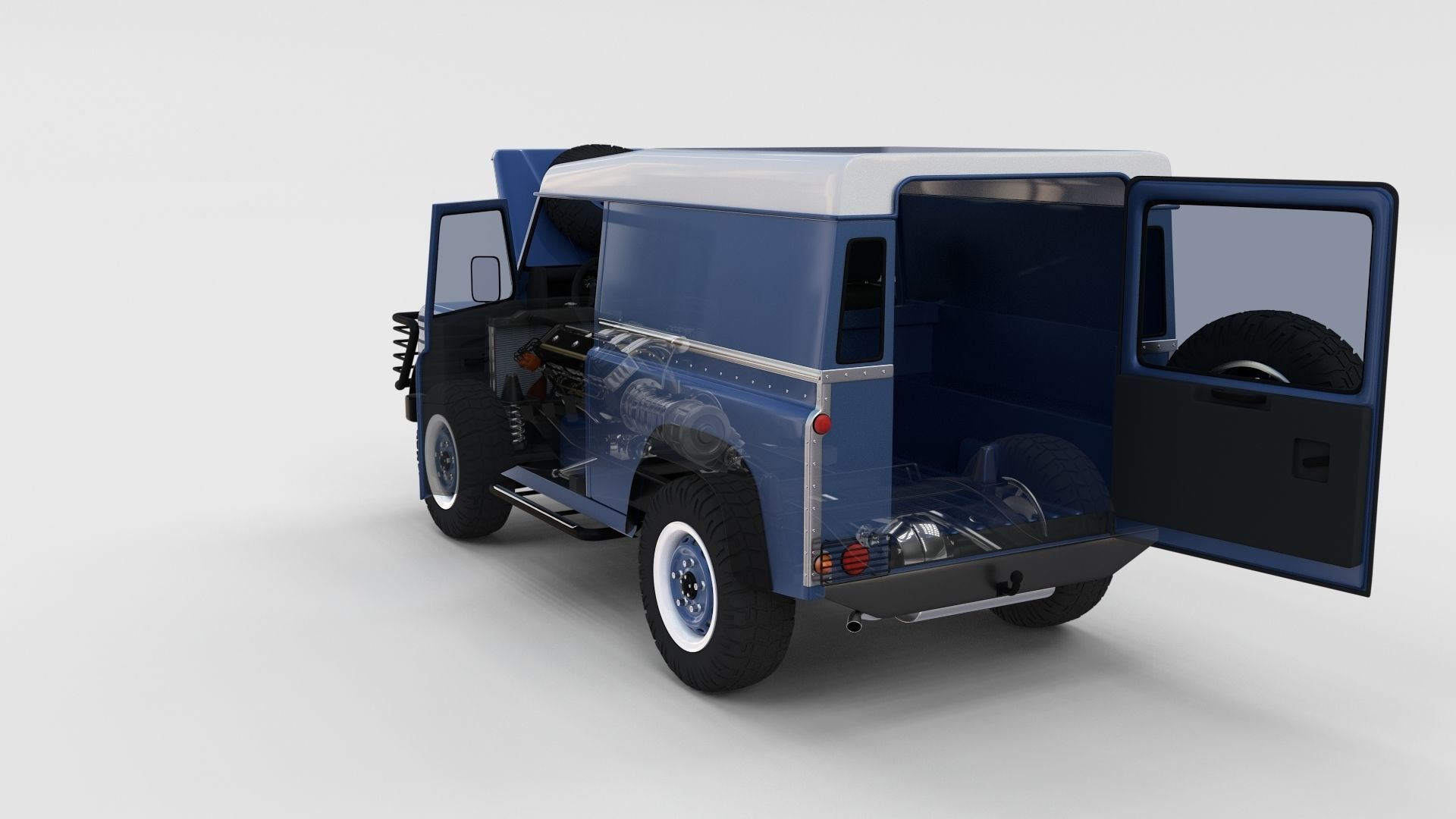 Full Land Rover Defender 90 Hard Top seethrough rev 3D model_1