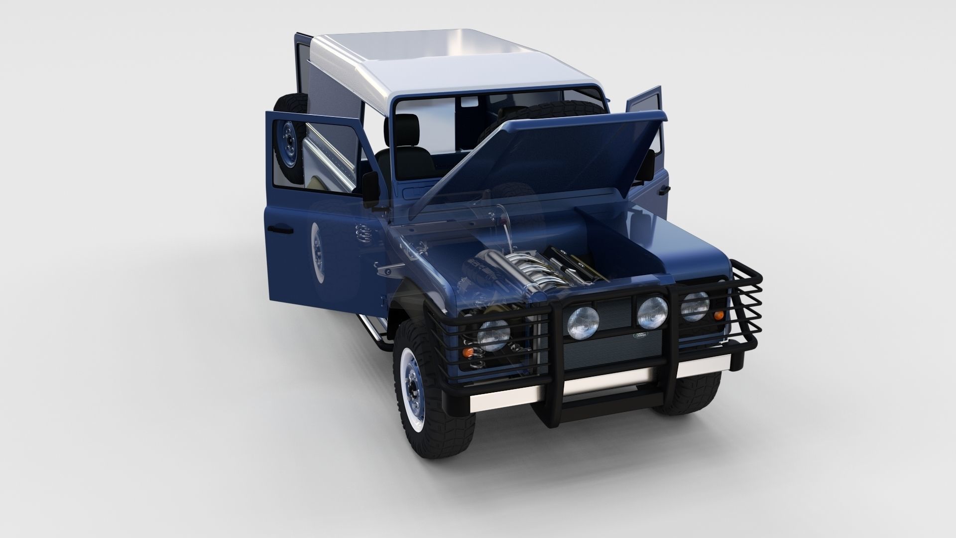 Full Land Rover Defender 90 Hard Top seethrough rev 3D model_30