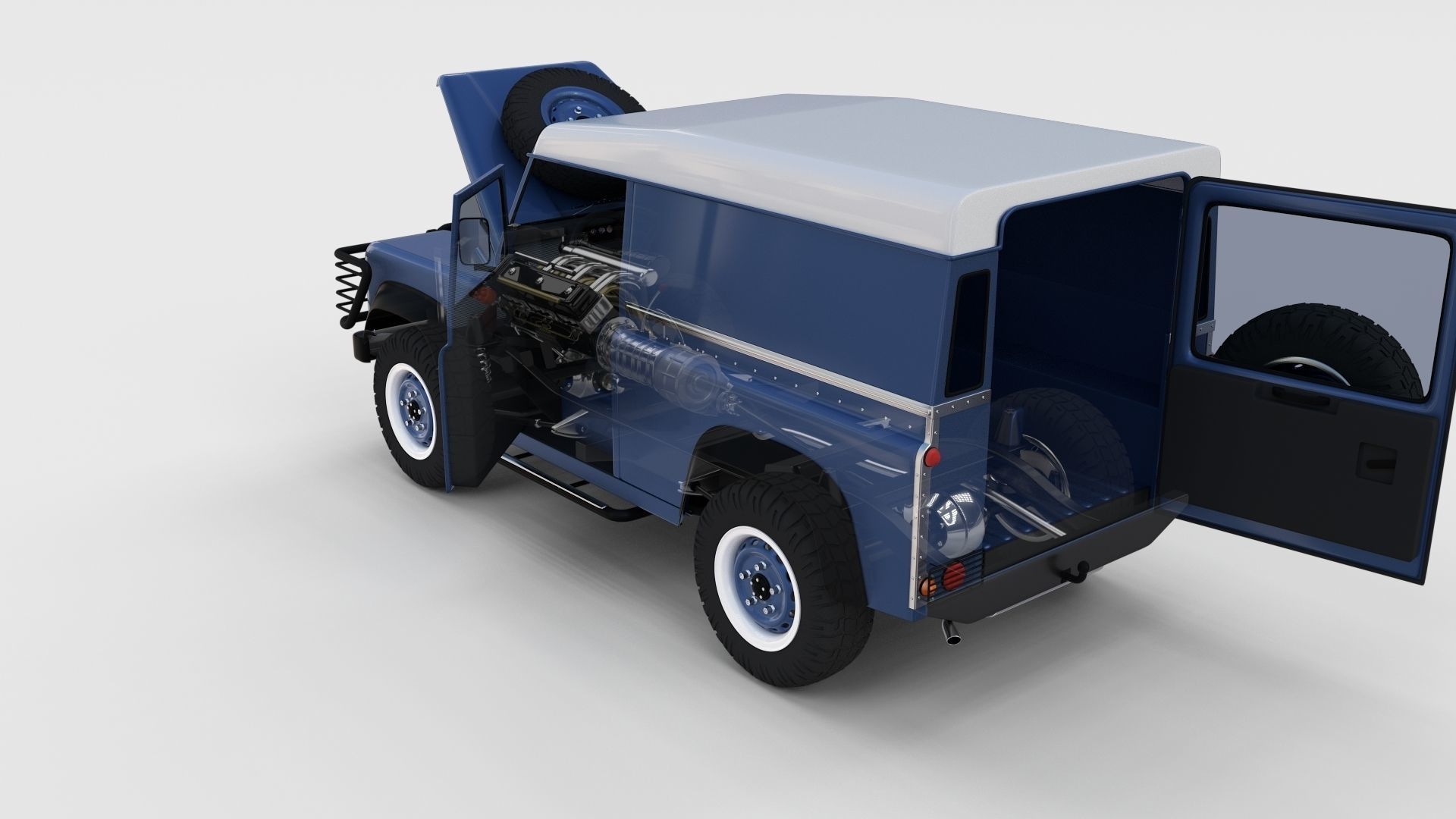 Full Land Rover Defender 90 Hard Top seethrough rev 3D model_21