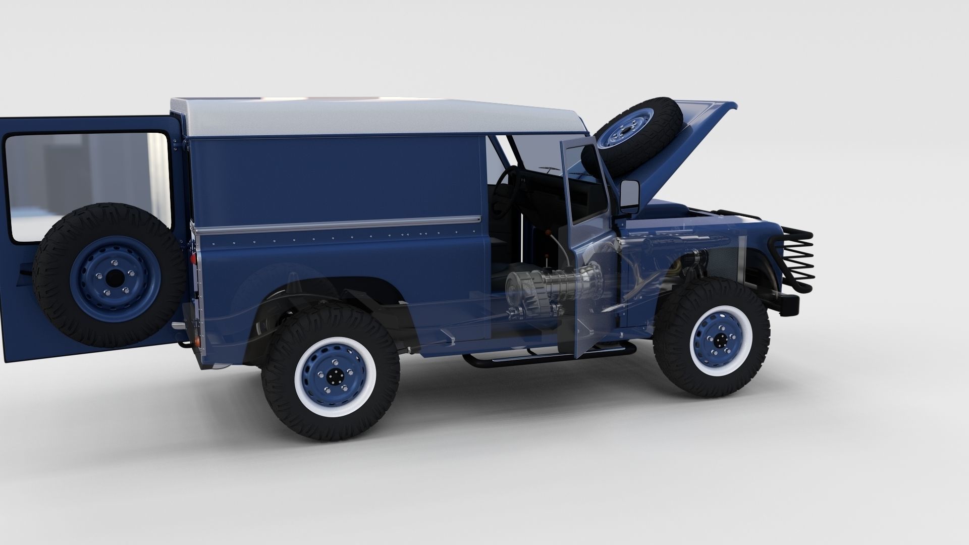 Full Land Rover Defender 90 Hard Top seethrough rev 3D model_24
