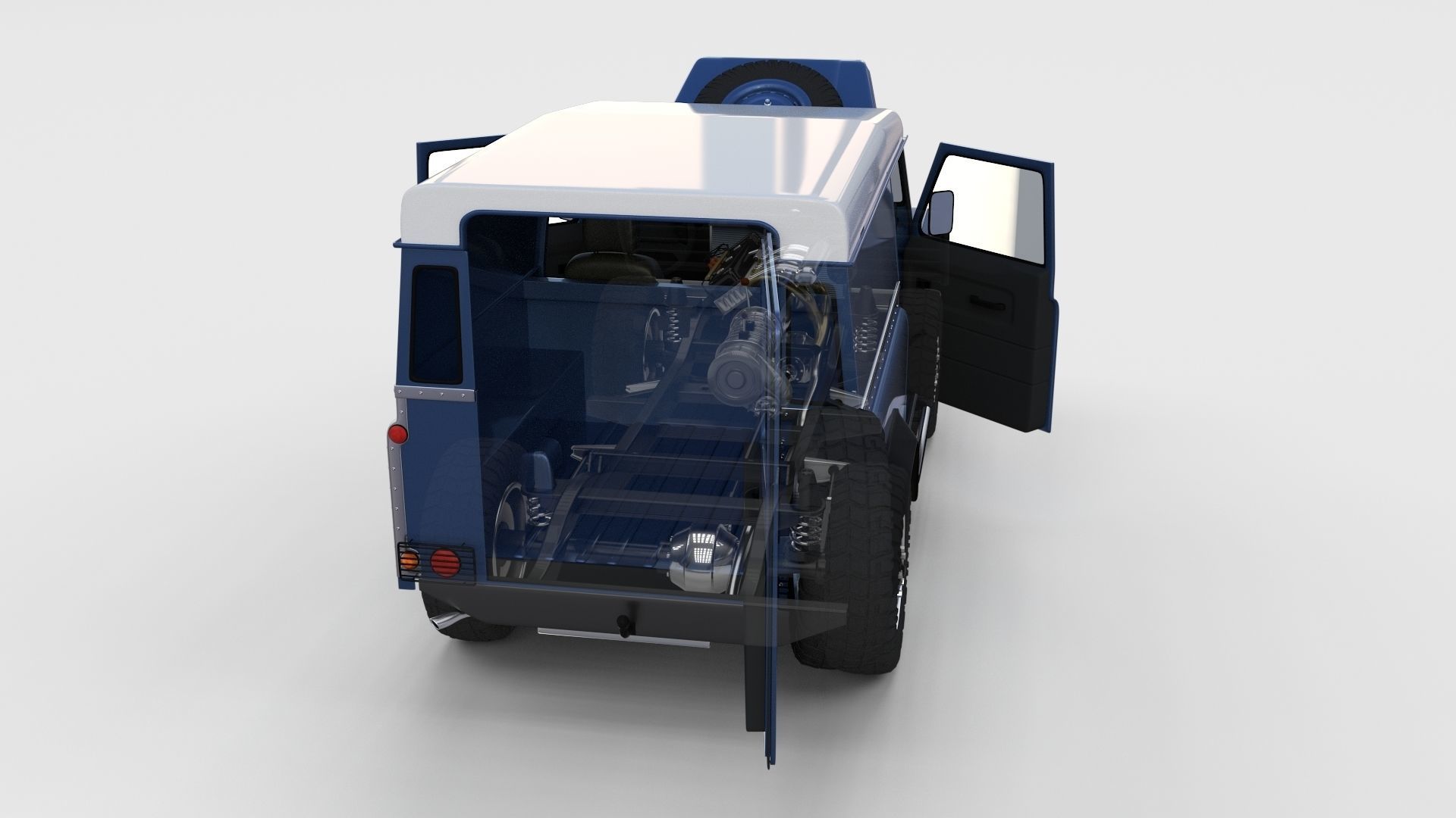 Full Land Rover Defender 90 Hard Top seethrough rev 3D model_33