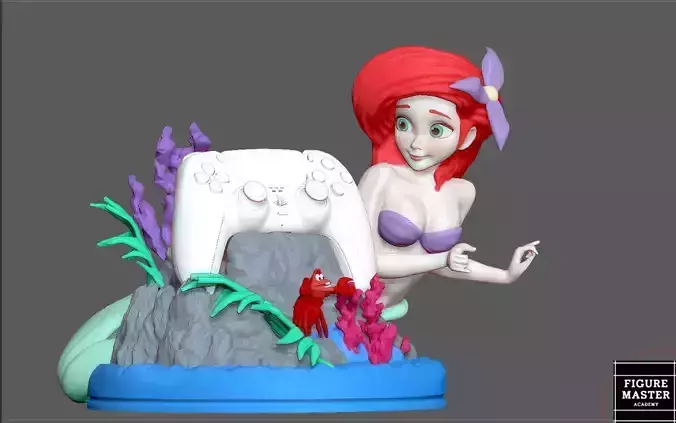 ARIEL LITTLE MERMAID WITH SEBASTIAN PS CONTROLLER HOLDER DISNEY 3D print model